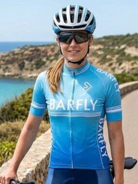 Jakroo Jersey Shirt Medium Cycling Women's Blue Stretchy The Barfly